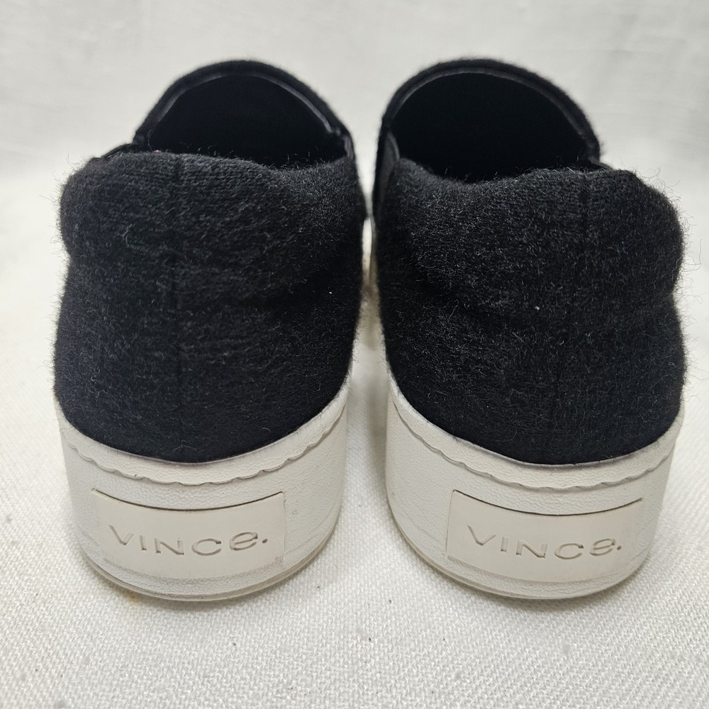 Vince Warren Slip On Sneakers Womens 7 Black Felted Wool Platform Flatform Shoes - Picture 10 of 14